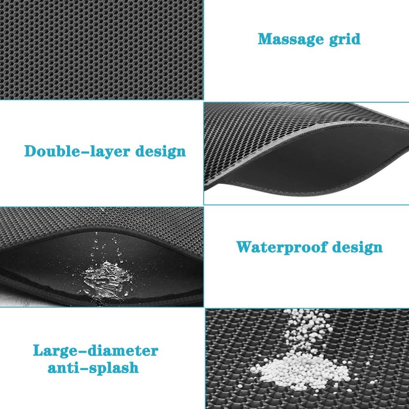 kaxionage Large Cat Litter Box Mat: Easy Clean Kitty Litter Trapping Mat for Floor, Plastic Cat Box Pad (24 * 30in-grey-1) - Image 4